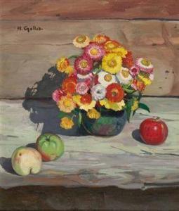 GOLLOB Heinrich 1886-1917,Stillleben mit Spätsommerblumen und Äpfeln,Palais Dorotheum AT 2011-11-22