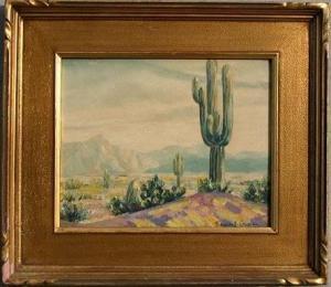 GOLSCH Fernando L 1874-1952,Desert Landscape with Saguaro Cactus,1939,Burchard US 2007-07-22