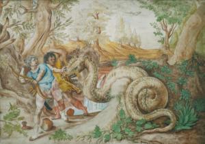 GOLTZIUS Hendrik 1558-1617,Cadmus, son compagnon et le dragon,Boscher-Studer-Fromentin FR 2011-06-30