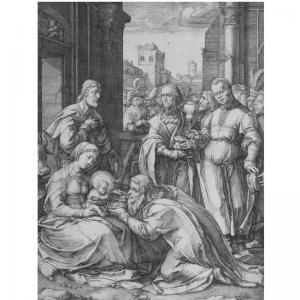 GOLTZIUS Hendrik 1558-1617,THE ADORATION OF THE MAGI (HOLL. 13; S. 320),1594,Sotheby's GB 2008-10-02