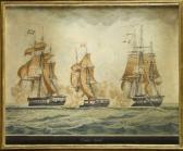GOMBERT Etienne 1800-1800,Un combat naval,1830,Cornette de Saint Cyr FR 2010-03-24