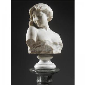 GOMEZ CLARA 1910,A CARVED WHITE CARRARA MARBLE BUST OF A YOUNG WOMA,Sotheby's GB 2007-10-24