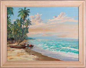 GOMEZ G.R 1900-1900,Tropical Coastal Scene,Gray's Auctioneers US 2014-08-06