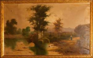 GOMEZ POLO Simón 1845-1880,PAISAJE CON FIGURA,Arce ES 2019-07-16