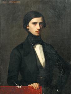 GOMIEN Charles 1808-1876,Portrait en buste de jeune homme enchemise blanche,1839,Rossini 2011-03-03