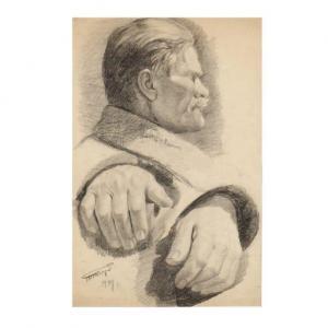 GONCHAROV Grigory Andreyevich,Profile Portrait and Studies of Hands,1949,Leland Little 2021-01-28