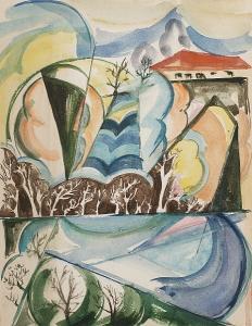 GONCHAROVA Nataliia Sergeevna 1881-1962,abstract landscape,1917,Sotheby's GB 2004-10-19