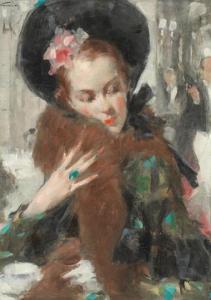 GONIN Jacques Fernand 1883,Portrait of a lady with a green ring,Bonhams GB 2019-11-12