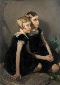 GONIN Jacques Fernand 1883,Portrait of Nolwén de Janzé (1922-1989) and Paola ,Bonhams GB 2021-03-03