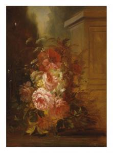 GONTIER Clement 1876-1918,Bouquet de fleurs devant un piédestal,Brissoneau FR 2022-12-16