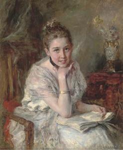 GONZALES J,A young beauty reading,19th Century,Christie's GB 2005-09-21