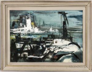 GONZALEZ Xavier 1898-1993,Seascape in Gray: Urban Waterfront,Skinner US 2018-07-31
