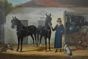 GOOCH Thomas,a coachman with two horses and dogs outside a coac,Lawrences of Bletchingley 2018-09-04