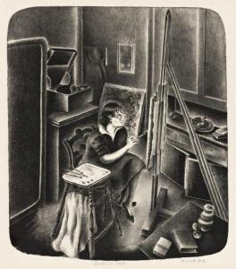 GOOD Minetta 1895-1946,Artist at Work (Self Portrait),1935-1941,Swann Galleries US 2021-02-04