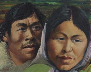 GOODALE Harvey B 1900-1980,Inuit Man and Woman,Clars Auction Gallery US 2017-04-23