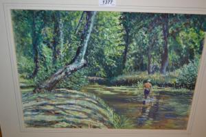 GOODALL A.M,river scene with figure,Lawrences of Bletchingley GB 2017-10-17