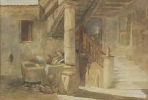 GOODALL Frederick 1822-1904,A WOMAN WASHING CLOTHES IN A COURTYARD,Sworders GB 2017-03-14