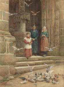 GOODALL John Edward 1877-1891,Feeding the birds on the church steps,Bonhams GB 2022-03-29