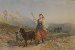 GOODALL Walter 1830-1889,Shepherdess with goats on a mountain pass,1870,Mallams GB 2020-02-26