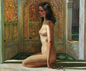 GOODMAN Marshall 1916-2003,Nude in Interior with Stained Glass,1960,Ro Gallery US 2024-02-07