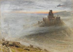 GOODWIN Albert 1845-1932,Corfe Castle at dawn,1894,Sotheby's GB 2008-04-02