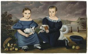 GOODWIN Edwin Weyburn,PORTRAIT OF THE PALMER CHILDREN WITH A CAT AND DOG,Christie's 2024-01-18