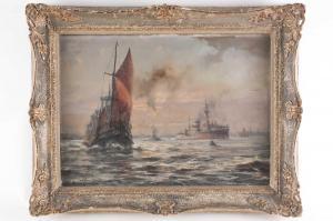 GOODWIN Robin 1900-1900,a river scene, with ships at sunset,Dawson's Auctioneers GB 2021-10-28