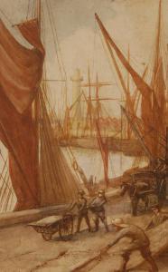 GOODWIN Samuel 1800-1900,Busy fishing harbour scene,1820,Burstow and Hewett GB 2008-12-17