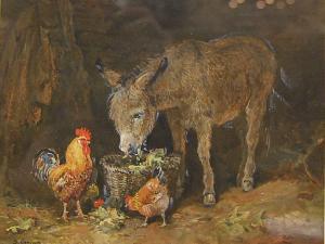 GOODWIN Samuel 1800-1900,Donkey feeding with cockerel andhen,1914,Andrew Smith and Son GB 2008-10-28