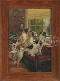 GOODWIN,THREE HUNTING DOGS PEERING OUT THE WINDOW,James D. Julia US 2017-02-09