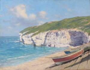 GOODWIN W,Cove with beached fishing boats and chalk cliffs,20th century,Morphets GB 2018-11-29
