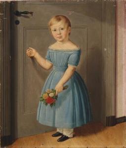 GOOS Carl,A girl is knocking on the door holding a flower bo,1843,Bruun Rasmussen 2019-06-10