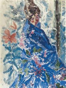 GOOSSENS E. Louis 1800-1900,Mevrouw Giroux au manteau bleu,1918,De Vuyst BE 2011-05-14