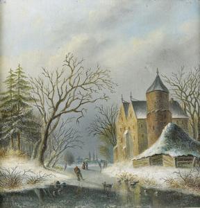 GOOSSENS Gerardus 1805-1890,Winterliches Eisvergnügen,1887,Dobiaschofsky CH 2010-05-05