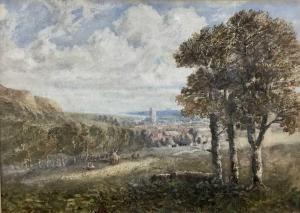 GORDON Arthur 1868,Dorset landscape with Corfe Castle beyond,1882,Reeman Dansie GB 2023-03-12