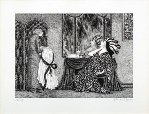 GOREY Edward 1929-2000,Lady and her chambermaid in a dressing room,Rosebery's GB 2017-02-09