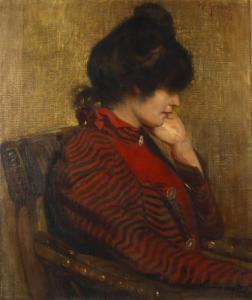 GORMS Wilhelm 1864-1910,Damenportraitin einem Armlehnstuhl sitzende junge ,1898,Mehlis DE 2021-08-26
