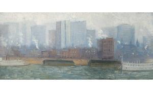 GORSON Aaron Harry 1872-1933,River and New York Skyline,1908-1909,William Doyle US 2023-11-08