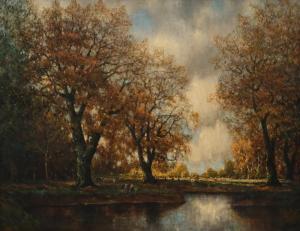 GORTER Arnold Marc 1866-1933,Herfstlandschap met koeien aan de slot,Venduehuis NL 2024-02-28