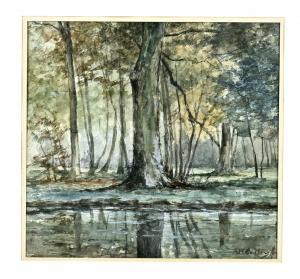 GORTER Arnold Marc 1866-1933,Puddle view in forest,Twents Veilinghuis NL 2024-01-11