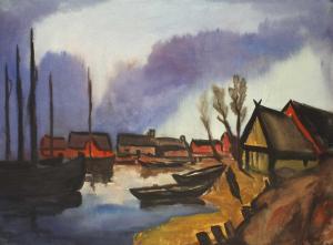 GORY VON STRYK,Boote in Nidden, bei aufziehendem Gewitter,1943,Auktionshaus Quentin 2011-10-22