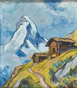 GOS Francois Marc Eug. 1880-1975,Stadel mit Matterhorn,Dobiaschofsky CH 2023-11-08