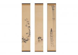 GOSHUN Matsumura 1752-1811,PINE, BAMBOO AND PLUM TREES (a set of 3 scroll),Ise Art JP 2022-04-23