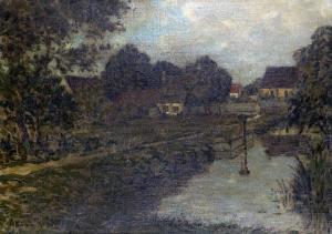 GOSSELIN Albert Ferdinand J 1862-1931,Le hameau près de l'écluse,Bayeux Encheres FR 2023-07-14