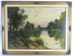 Gosseling Ferdinand Jules Albert 1862-1931,View of a river at dusk,Halls GB 2017-10-18