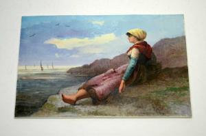 GOSSENS V 1900-1900,a fishergirl seated on a headland looking out to s,Anderson & Garland 2022-03-29