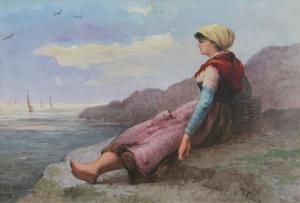 GOSSENS V 1900-1900,a scene of a young lady sitting on a cliff side,Wright Marshall GB 2019-03-26