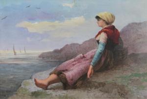 GOSSENS V,a young lady sitting on a cliff side,19th/20th century,Wright Marshall 2019-05-21