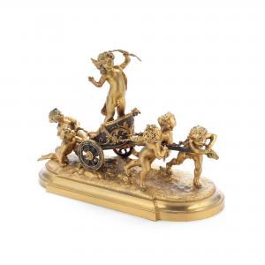 GOSSIN Louis 1846-1928,A gilt bronze figural group model of the infant Cu,Bonhams GB 2022-03-29