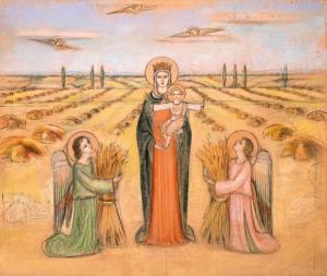 GOSZTONYI Mária 1893-1989,Mary with baby Jesus,Nagyhazi galeria HU 2020-12-02